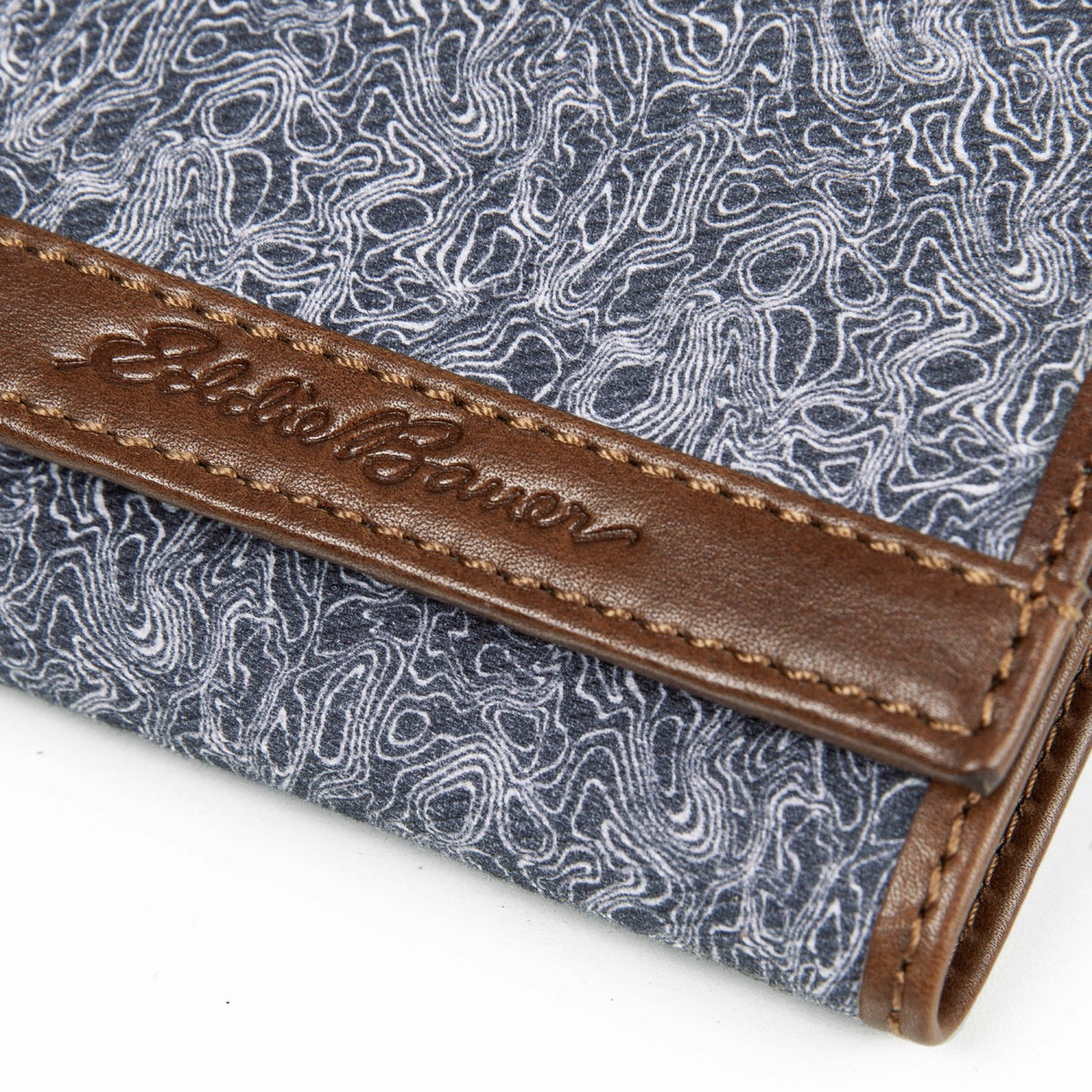 Eddie Bauer Pioneer Leather and Printed Cotton Canvas Trifold Wallet