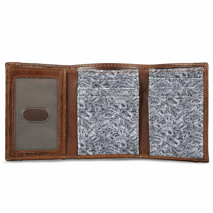 Eddie Bauer Pioneer Leather and Printed Cotton Canvas Trifold Wallet