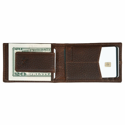 Eddie Bauer RUGGED LEATHER MONEY CLIP BIFOLD WALLET