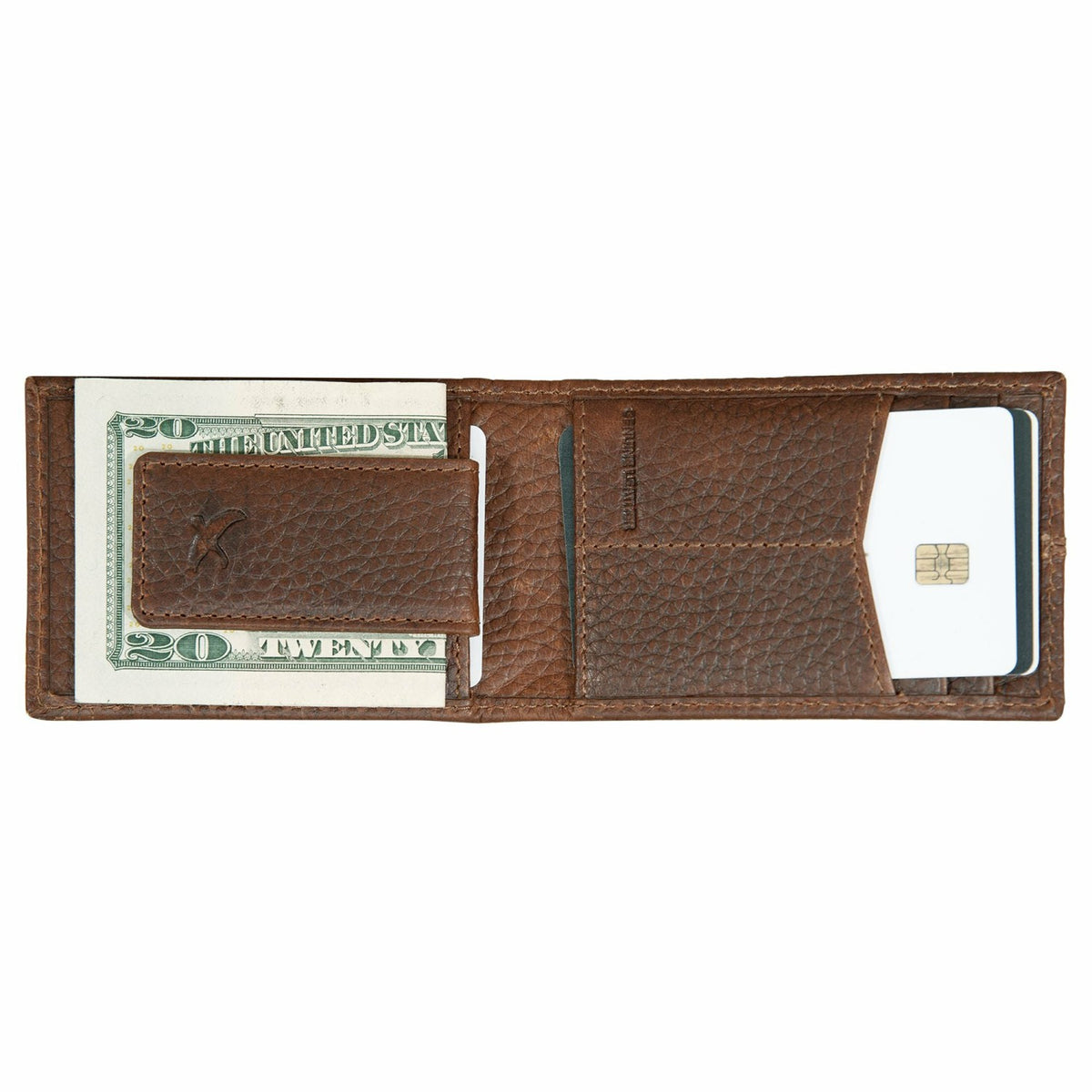 Eddie Bauer RUGGED LEATHER MONEY CLIP BIFOLD WALLET