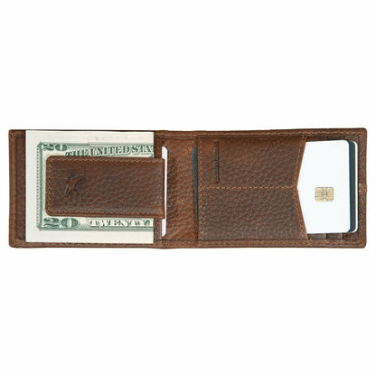 Eddie Bauer RUGGED LEATHER MONEY CLIP BIFOLD WALLET