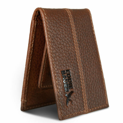 Eddie Bauer RUGGED LEATHER MONEY CLIP BIFOLD WALLET