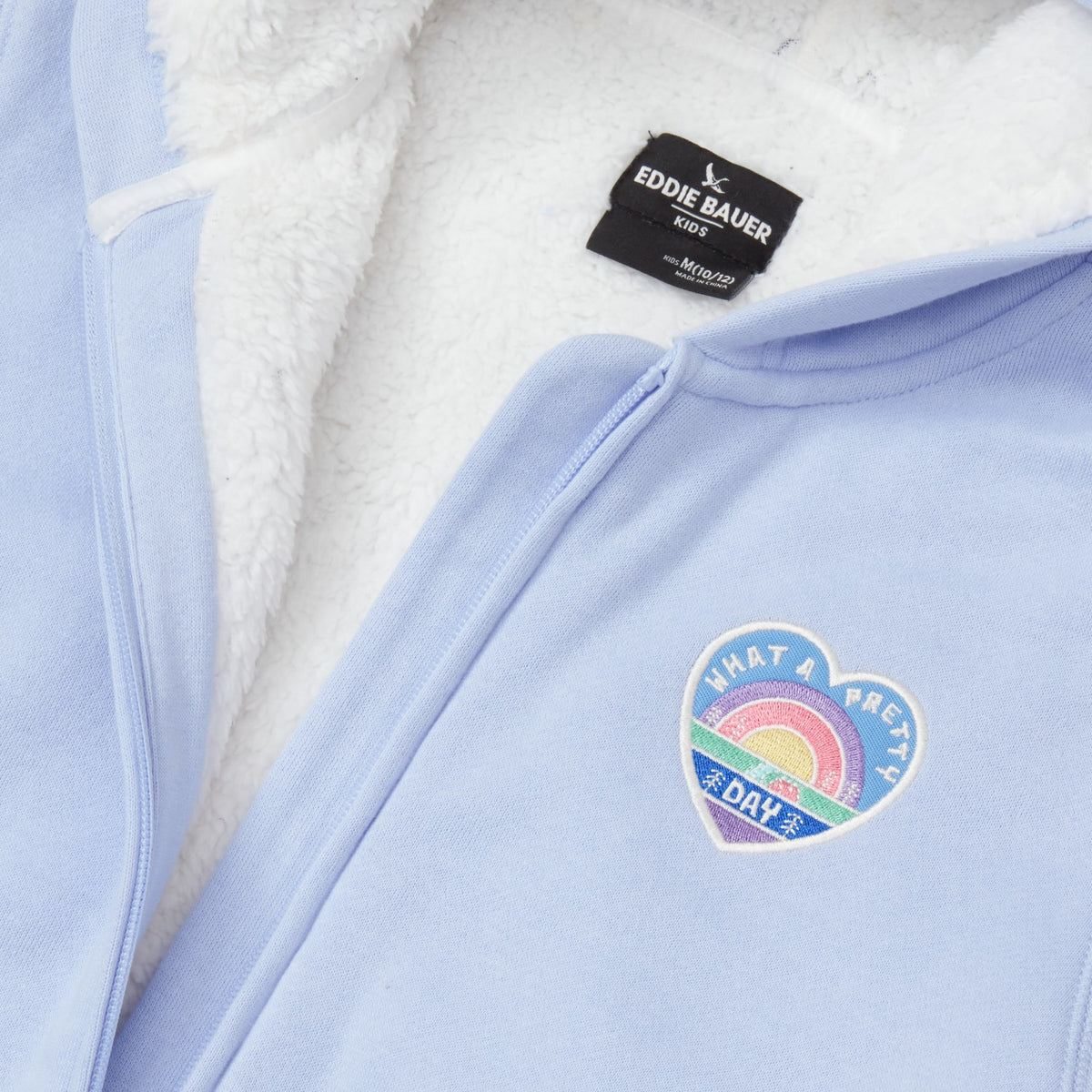 Eddie Bauer Girls Camp Fleece Faux Shearling-Lined Hoodie