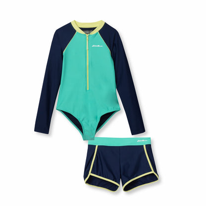 Eddie Bauer Kids Girls Sea Spray Ls One Piece & Short Set