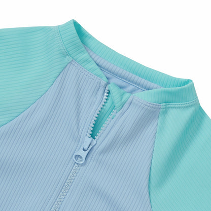 Eddie Bauer Girls Sea Spray LS One PC Zip Front Swimsuit