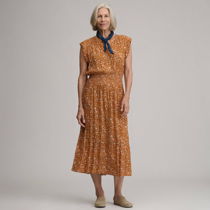 Eddie Bauer Women's Flutter Sleeve Smocked Waist Midi Dress