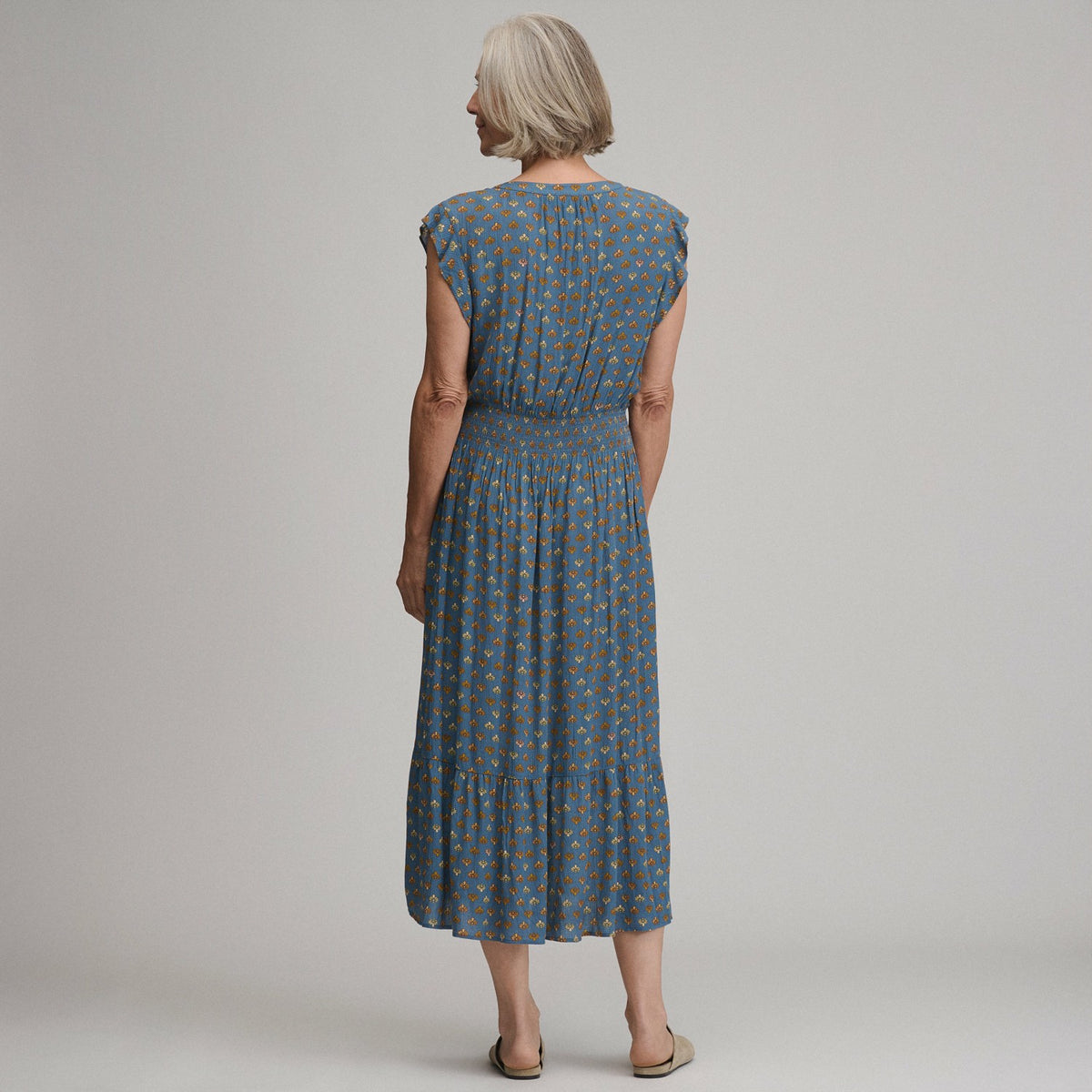 Eddie Bauer Women's Flutter Sleeve Smocked Waist Midi Dress