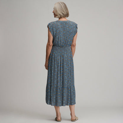 Eddie Bauer Women's Flutter Sleeve Smocked Waist Midi Dress