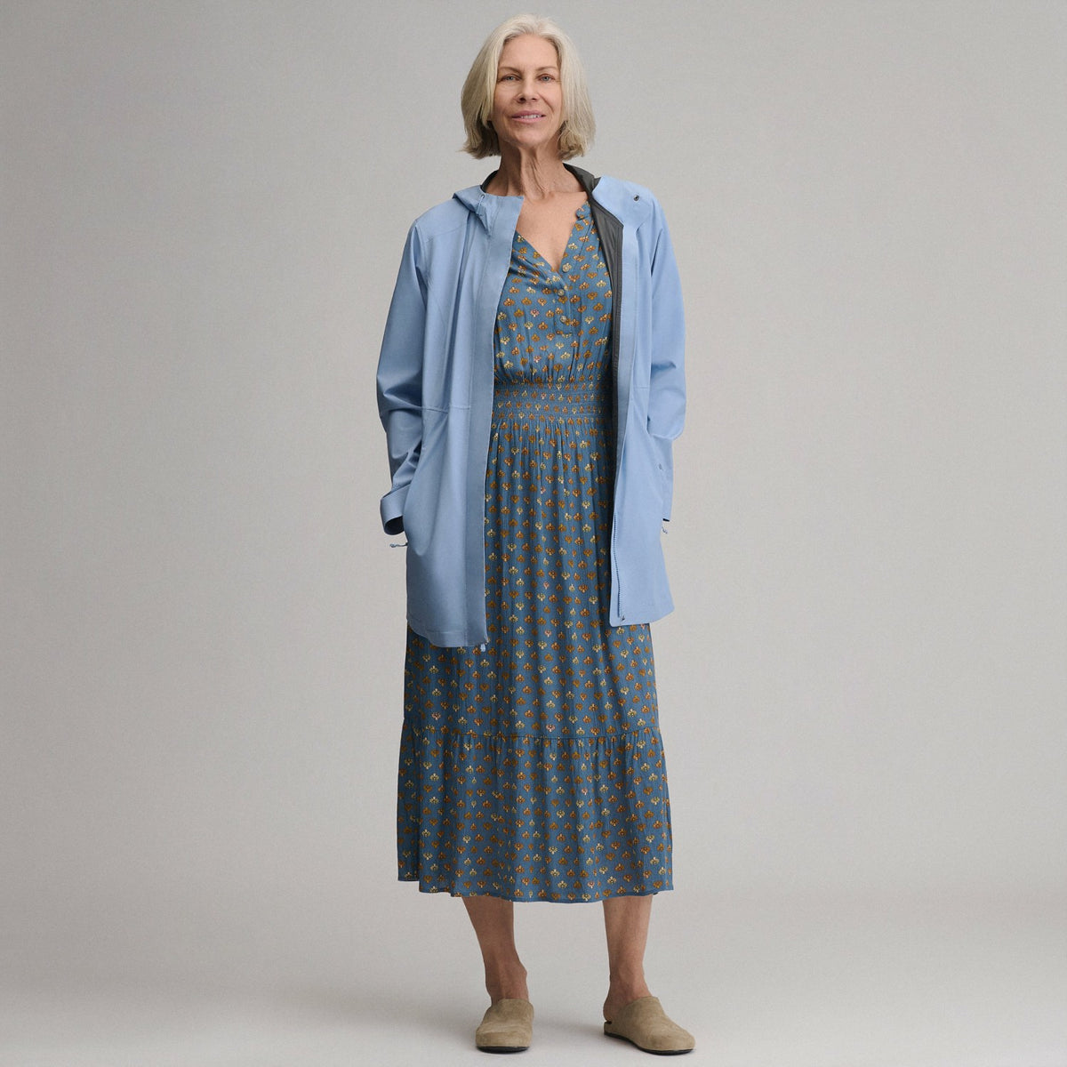 Eddie Bauer Women's Flutter Sleeve Smocked Waist Midi Dress