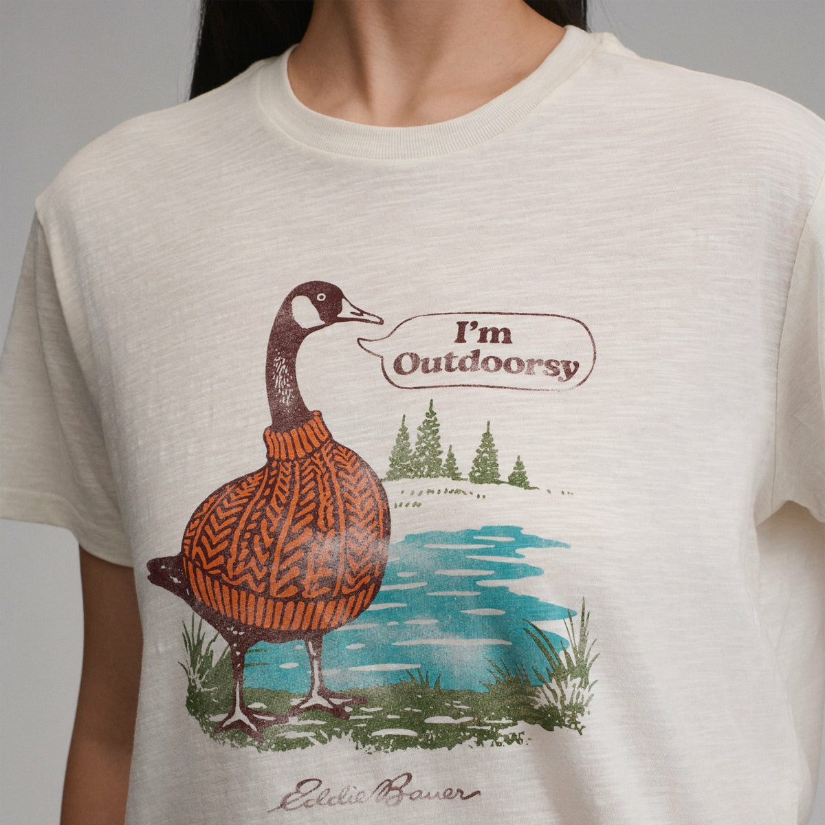 Eddie Bauer Women's Short-Sleeve Relaxed Boyfriend Graphic T-Shirt - Goose