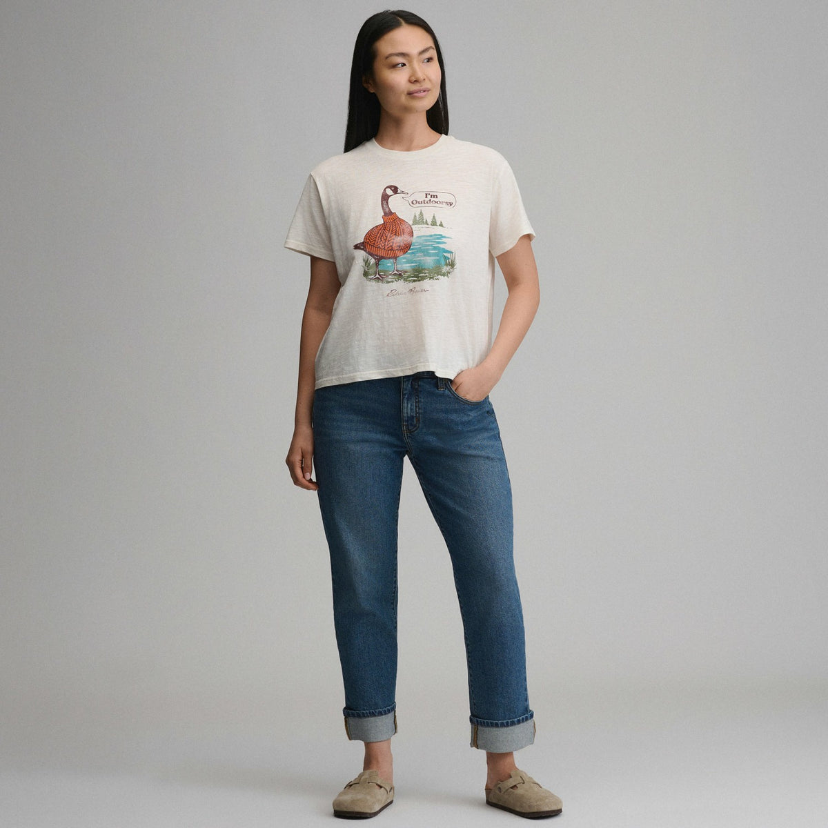 Eddie Bauer Women's Short-Sleeve Relaxed Boyfriend Graphic T-Shirt - Goose