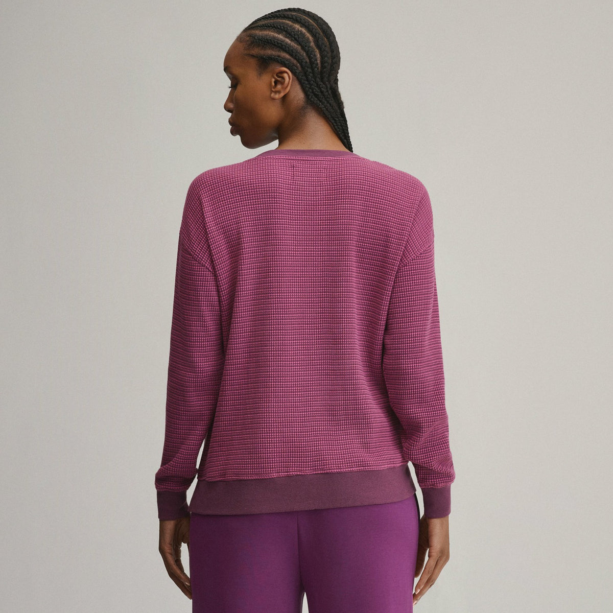 Eddie Bauer Women's Long-Sleeve V-Neck Boyfriend Thermal Crew - Striped