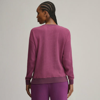 Eddie Bauer Women's Long-Sleeve V-Neck Boyfriend Thermal Crew - Striped