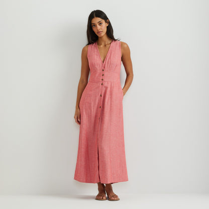 Eddie Bauer Women's Button Front Sl Midi Dress