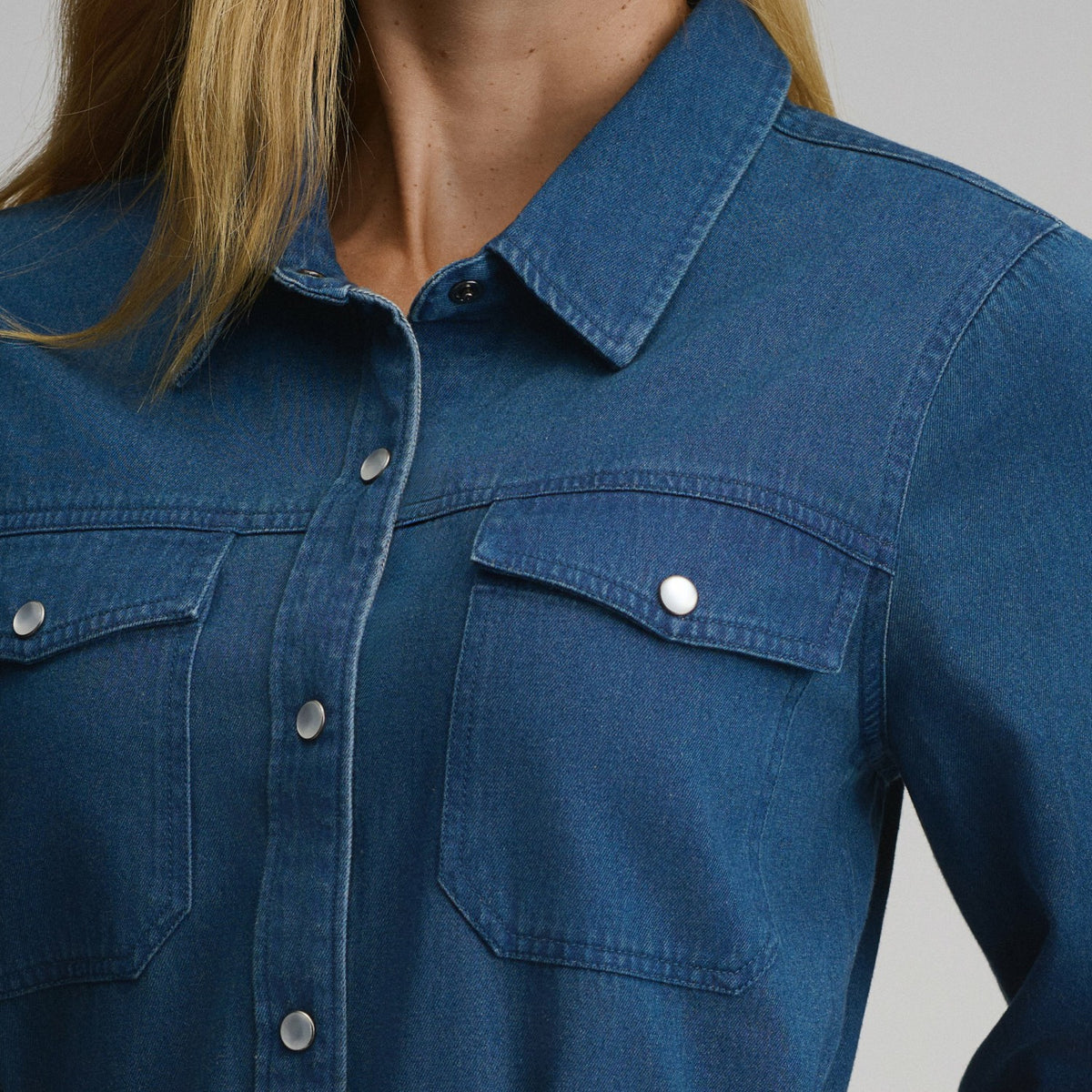 Eddie Bauer Women's Long-Sleeve Denim Button Front Belted Midi Dress