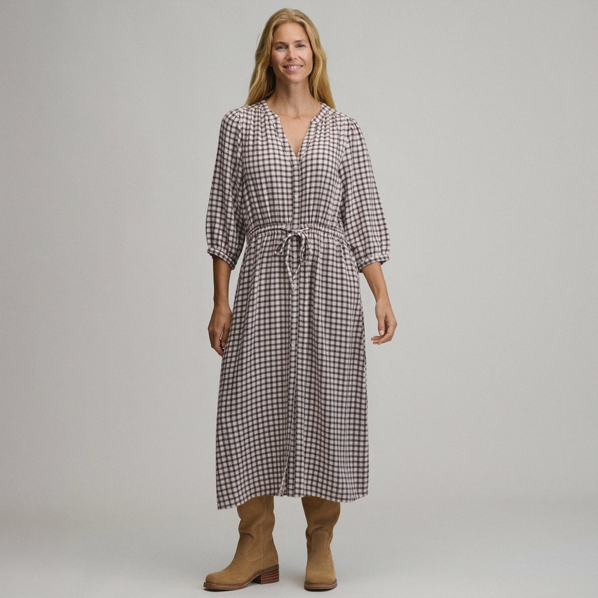 Eddie Bauer Women's Plaid Button Front Belted Midi Dress