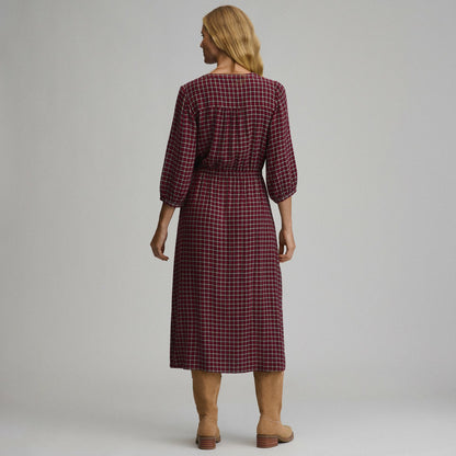 Eddie Bauer Women's Plaid Button Front Belted Midi Dress