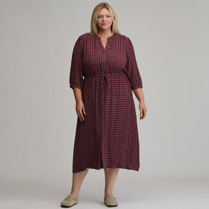 Eddie Bauer Women's Plaid Button Front Belted Midi Dress