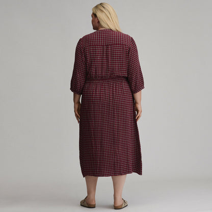Eddie Bauer Women's Plaid Button Front Belted Midi Dress