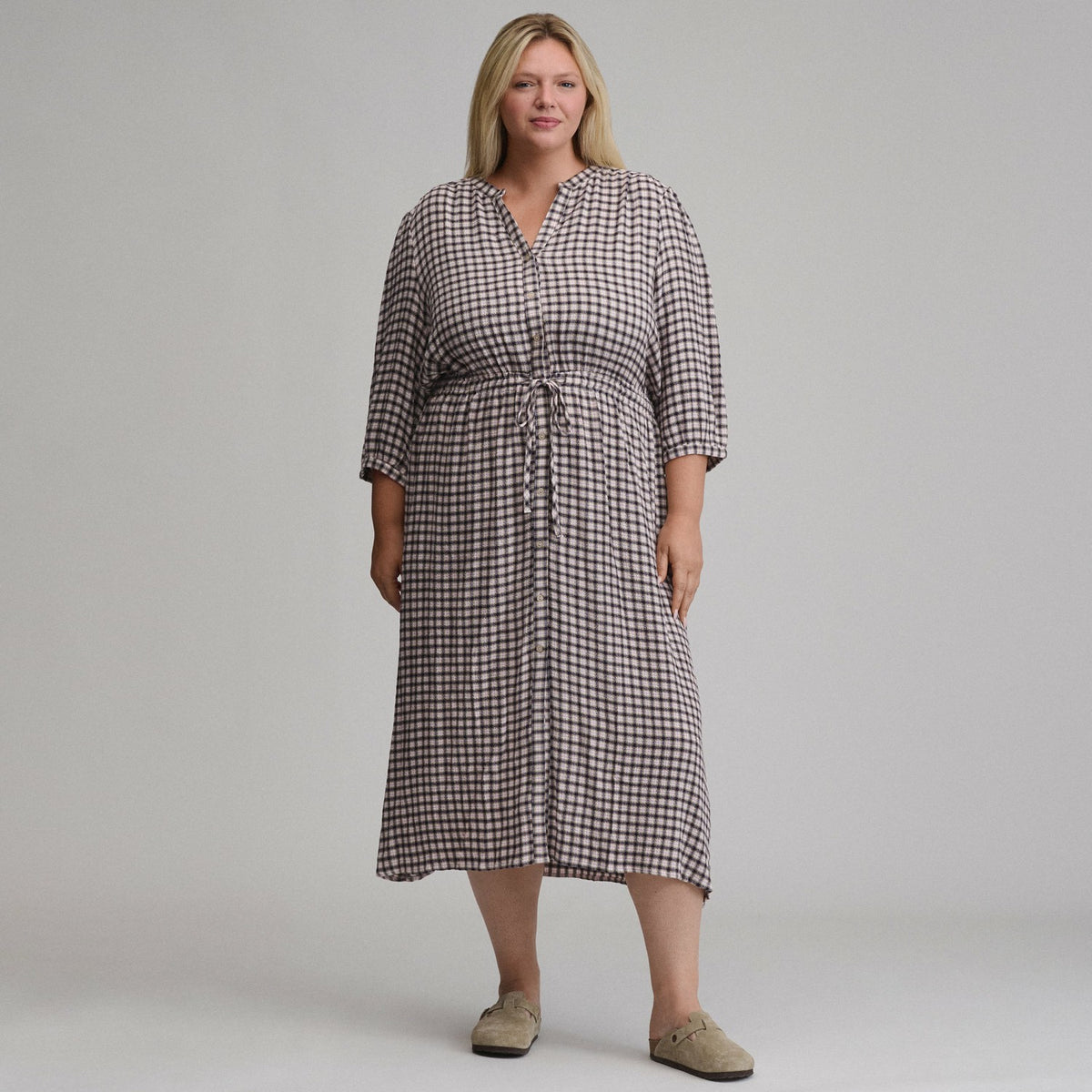 Eddie Bauer Women's Plaid Button Front Belted Midi Dress