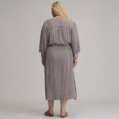 Eddie Bauer Women's Plaid Button Front Belted Midi Dress
