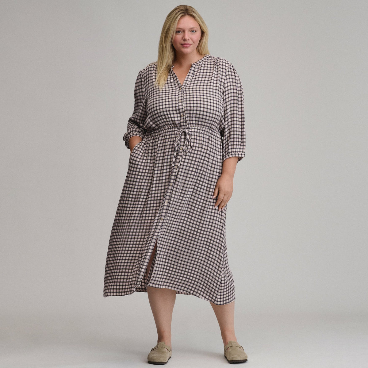 Eddie Bauer Women's Plaid Button Front Belted Midi Dress
