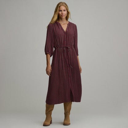 Eddie Bauer Women's Plaid Button Front Belted Midi Dress