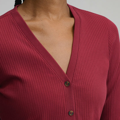 Eddie Bauer Women's Long-Sleeve Button Front Ribbed Knit Midi Dress