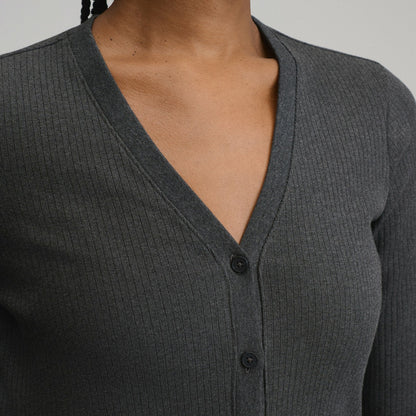 Eddie Bauer Women's Long-Sleeve Button Front Ribbed Knit Midi Dress