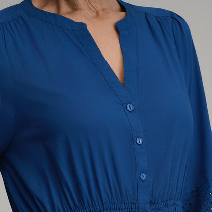 Eddie Bauer Women's 3/4 Sleeve Eyelet Button Front Belted Dress