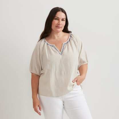 Eddie Bauer Women's Embroidered Trim SS Shirt