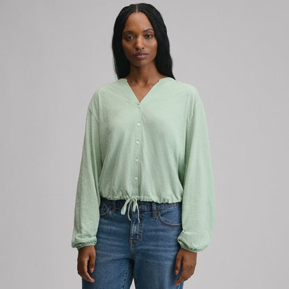 Eddie Bauer Women's Long-Sleeve Button Front Drawstring Hem Top