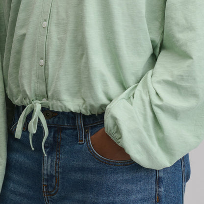 Eddie Bauer Women's Long-Sleeve Button Front Drawstring Hem Top