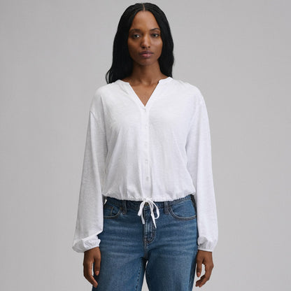 Eddie Bauer Women's Long-Sleeve Button Front Drawstring Hem Top