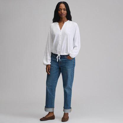 Eddie Bauer Women's Long-Sleeve Button Front Drawstring Hem Top