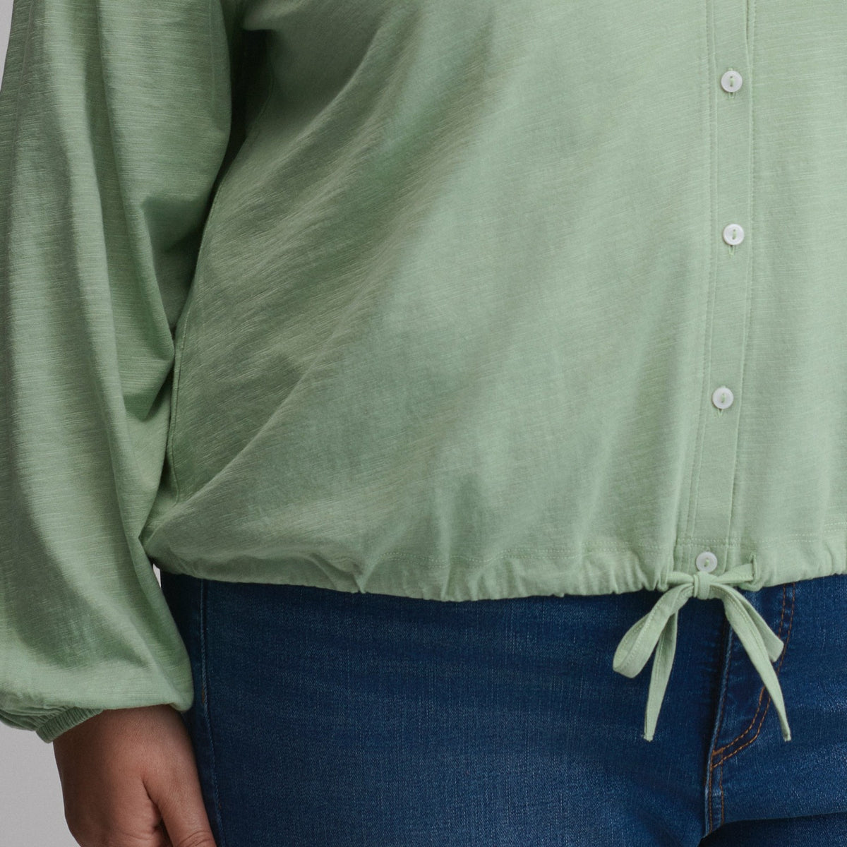 Eddie Bauer Women's Long-Sleeve Button Front Drawstring Hem Top