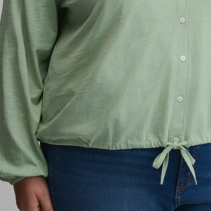 Eddie Bauer Women's Long-Sleeve Button Front Drawstring Hem Top