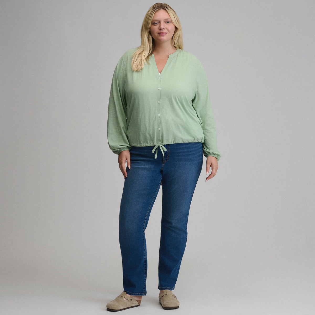 Eddie Bauer Women's Long-Sleeve Button Front Drawstring Hem Top