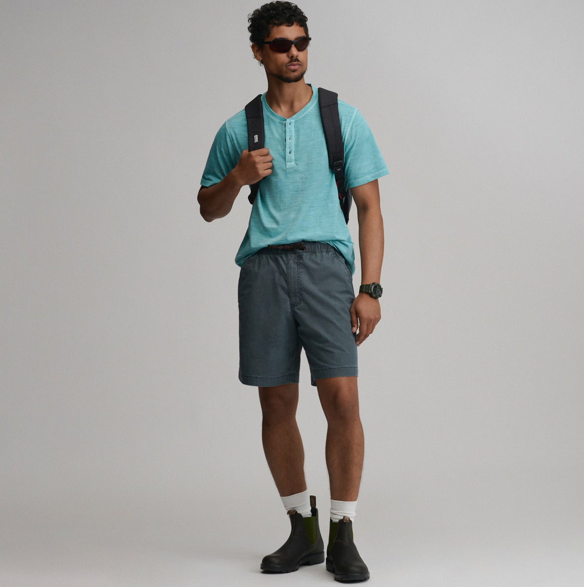 Eddie Bauer Men's SS Sunwashed Cotton Henley