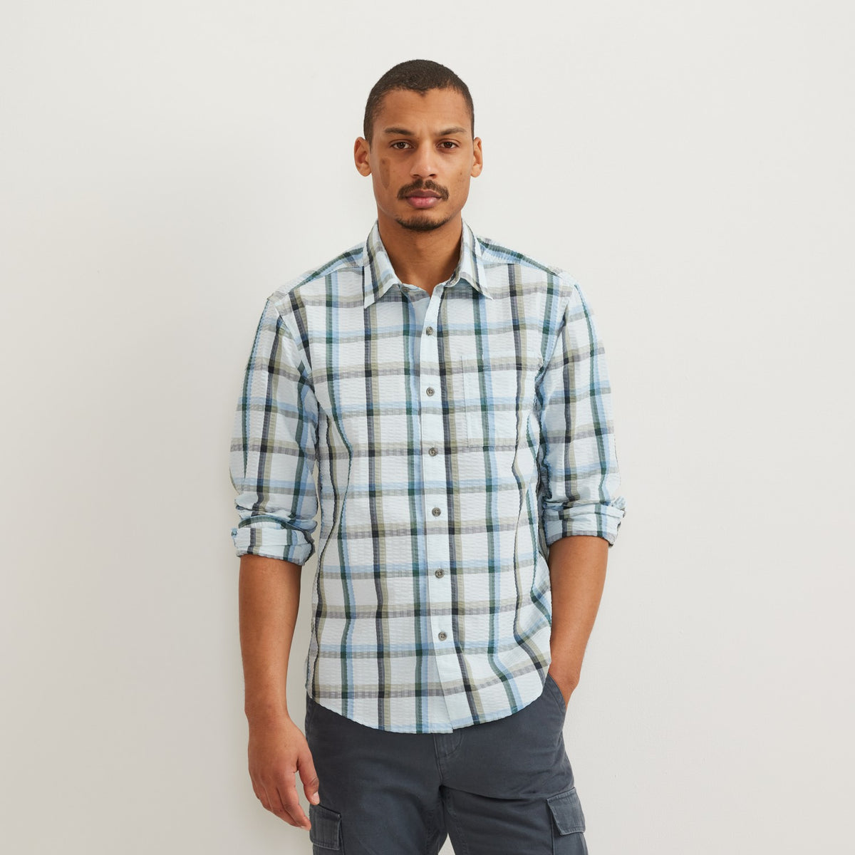 Eddie Bauer Men's LS Pack It Seersucker 3.0