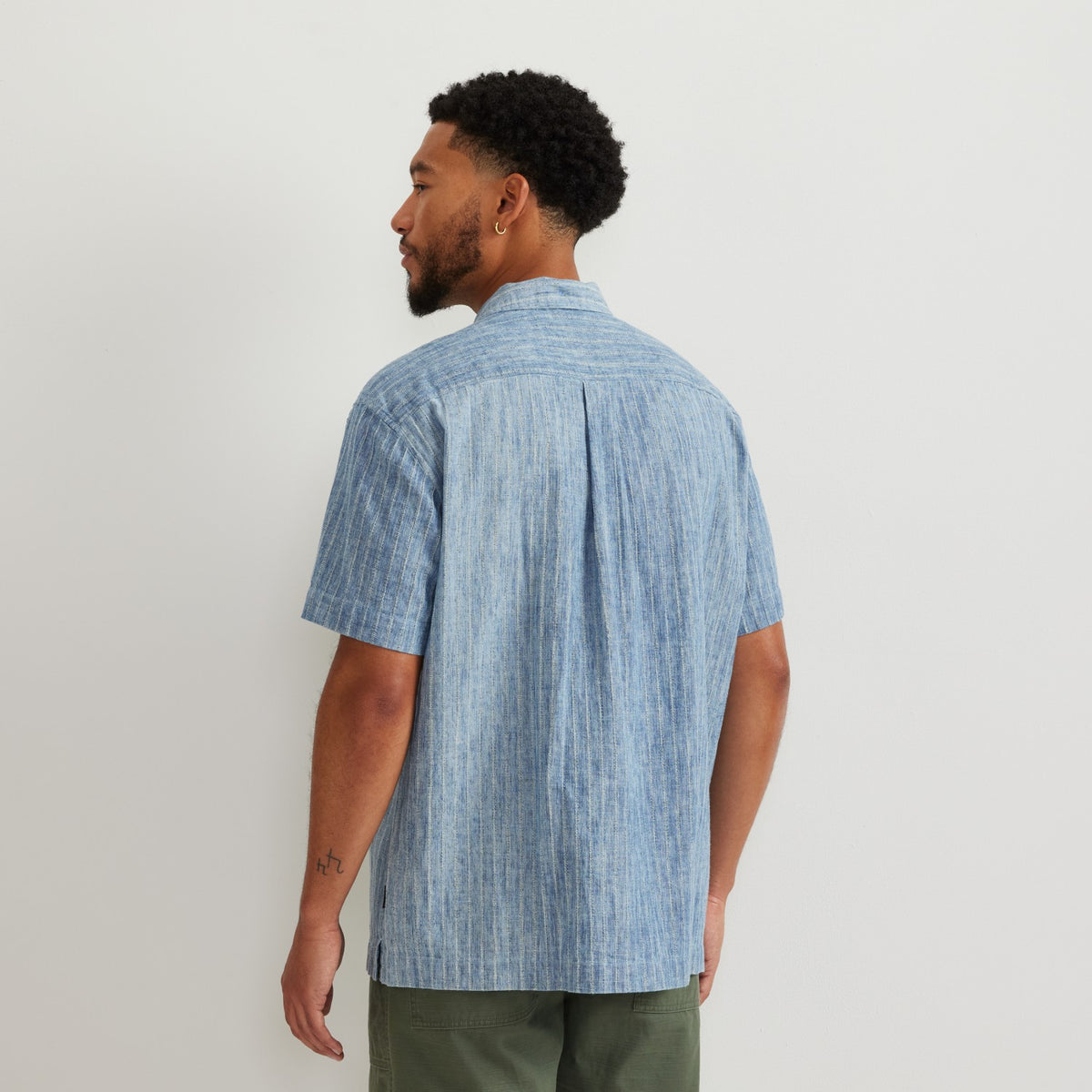 Eddie Bauer Men's Novelty Camp Shirt- Indigo