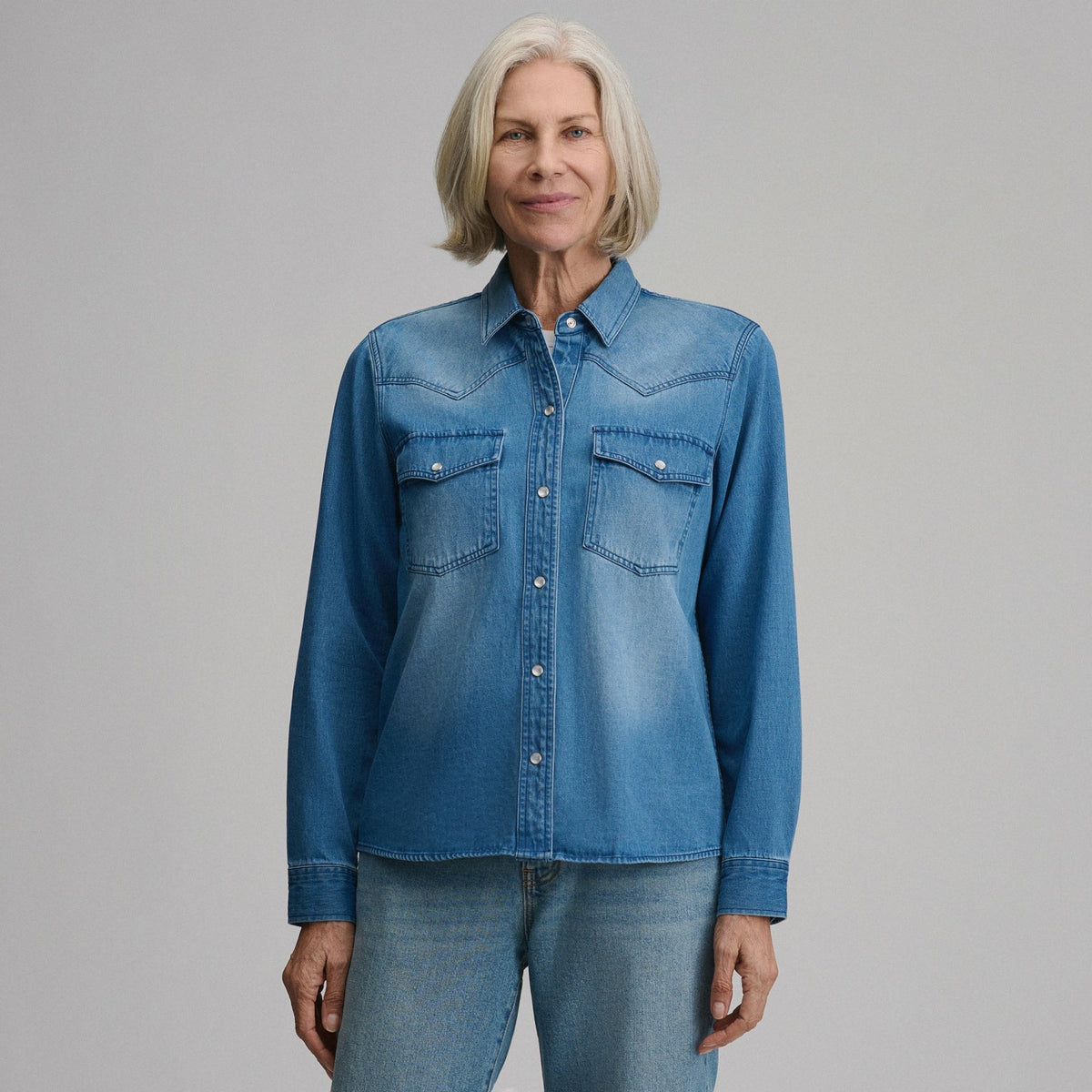 Eddie Bauer Women's Long-Sleeve Western Denim Shirt