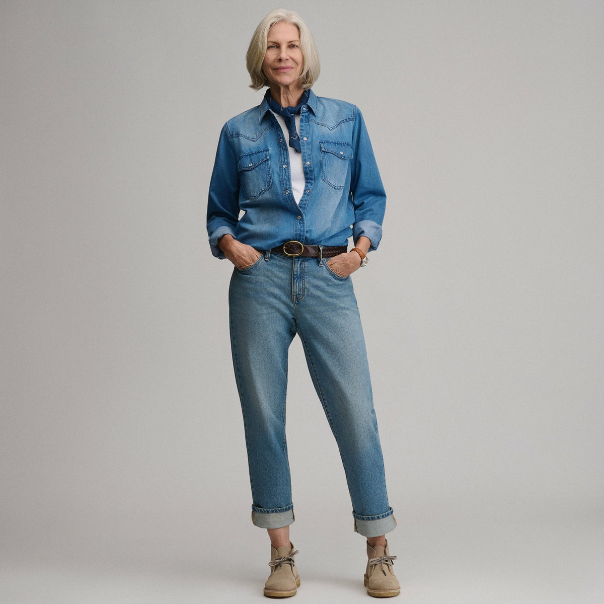 Eddie Bauer Women's Long-Sleeve Western Denim Shirt