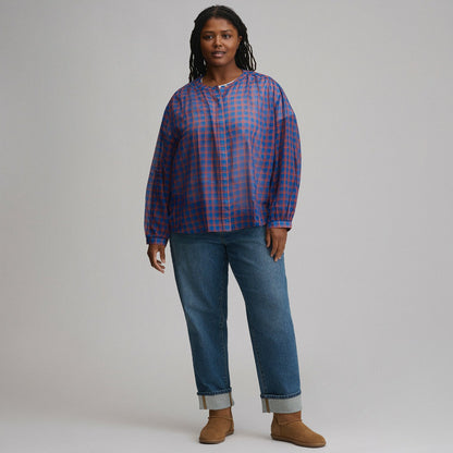 Eddie Bauer Women's Long-Sleeve Collarless Button-Down Shirt
