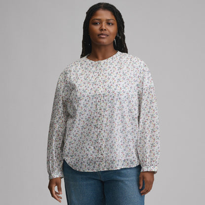 Eddie Bauer Women's Long-Sleeve Collarless Button-Down Shirt