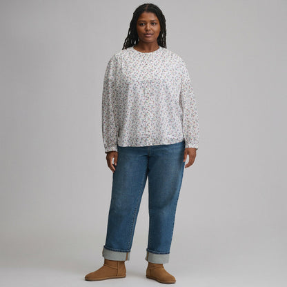 Eddie Bauer Women's Long-Sleeve Collarless Button-Down Shirt