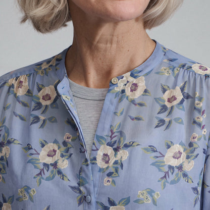 Eddie Bauer Women's Long-Sleeve Collarless Button-Down Shirt