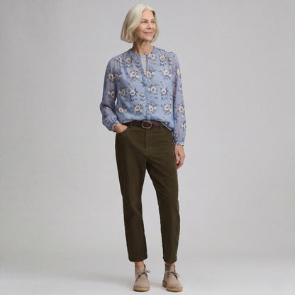 Eddie Bauer Women's Long-Sleeve Collarless Button-Down Shirt