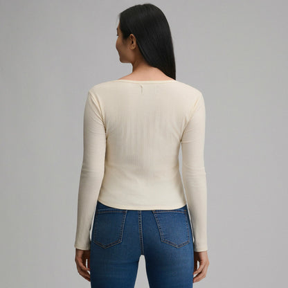 Eddie Bauer Women's Long-Sleeve Rib Y-Neck Henley