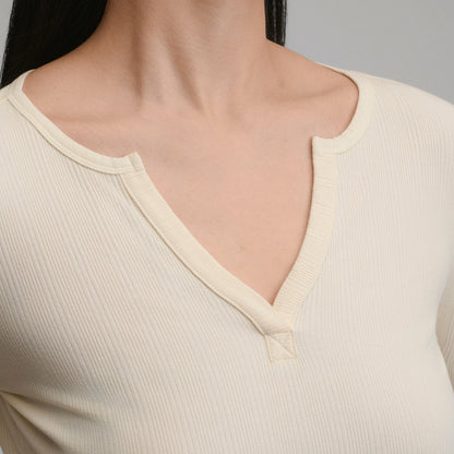 Eddie Bauer Women's Long-Sleeve Rib Y-Neck Henley